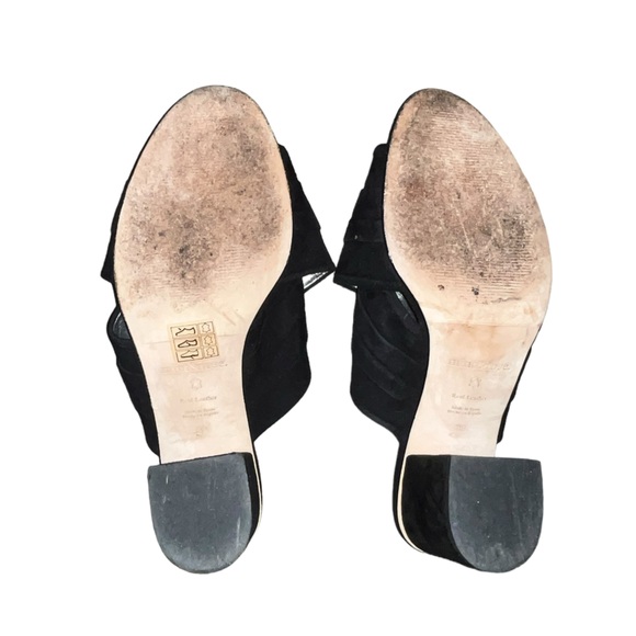 mint & rose Black Suede Leather Block Heel Mule Sandals Size 39 (8.5/9) - Picture 4 of 5